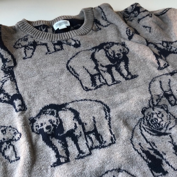 Gymboree Sweater Grizzly Bear Taupe w/Navy Blue Bears - Picture 1 of 7
